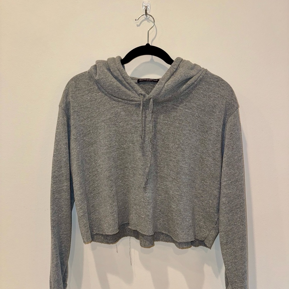 Brandy Melville Gray Cropped Pullover Sweatshirt